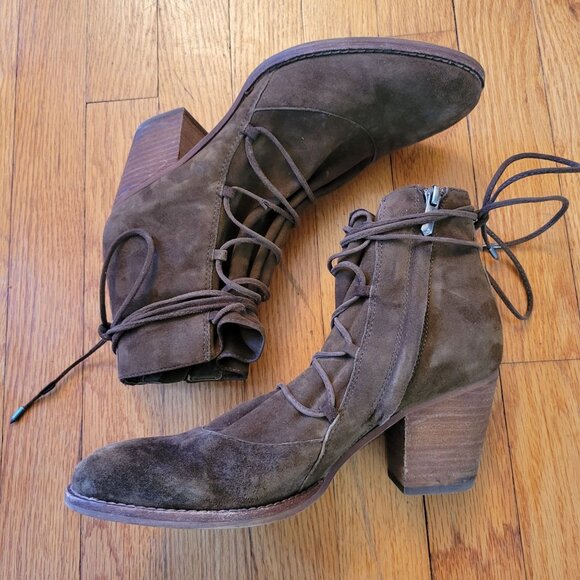 Sam Edelman 9 MILLARD Moss Green Suede Heeled Lace Up Booties Ankle Boots - Picture 10 of 10